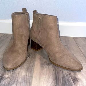 Grey Faux Suade Chelsea Booties - Size 7.5